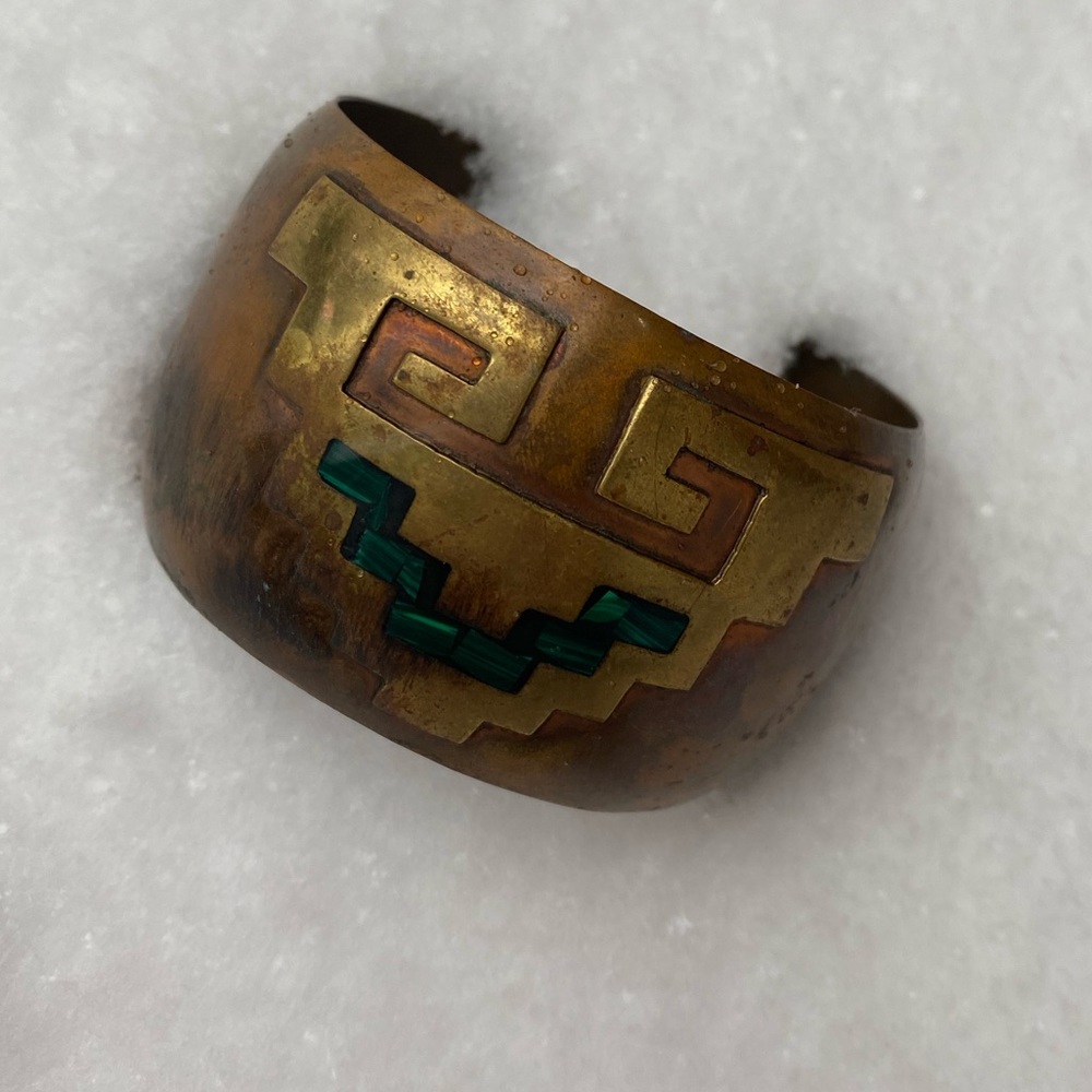 Vintage Mexican Mixed Metals
Copper Brass + Abalone Cuff..